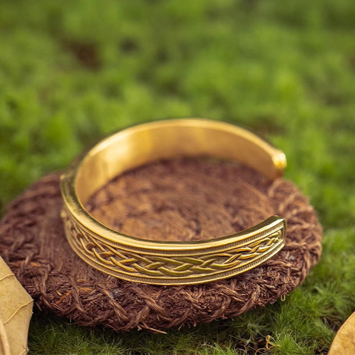 WorldNorse Gilded Celtic Weave Cuff Bracelet - image 3