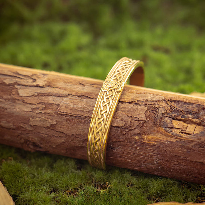 WorldNorse Gilded Celtic Weave Cuff Bracelet - image 2