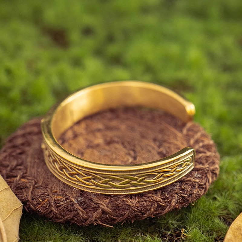 WorldNorse Gilded Celtic Weave Cuff Bracelet - image 3