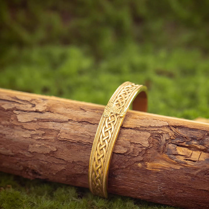 WorldNorse Gilded Celtic Weave Cuff Bracelet - image 5