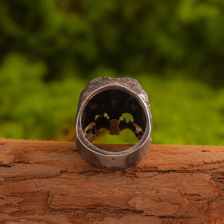 WorldNorse Forged Dual-Face Wasteland Skull Ring - image 5