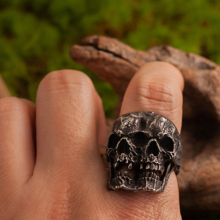 WorldNorse Forged Dual-Face Wasteland Skull Ring - image 7