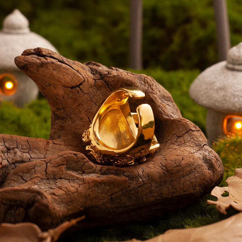 WorldNorse Forged Golden Crag Skull Ring - image 5