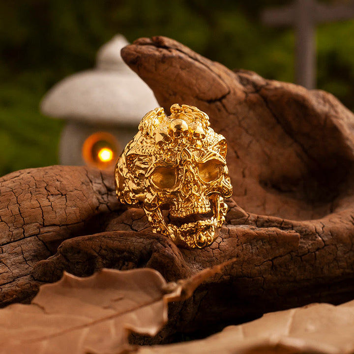 WorldNorse Forged Golden Crag Skull Ring - Skull - US 13 - image 0