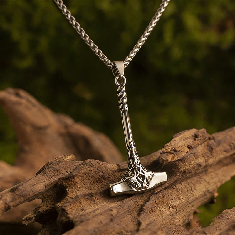 WorldNorse Braided Knot Mjolnir Necklace - Mjolnir - image 0
