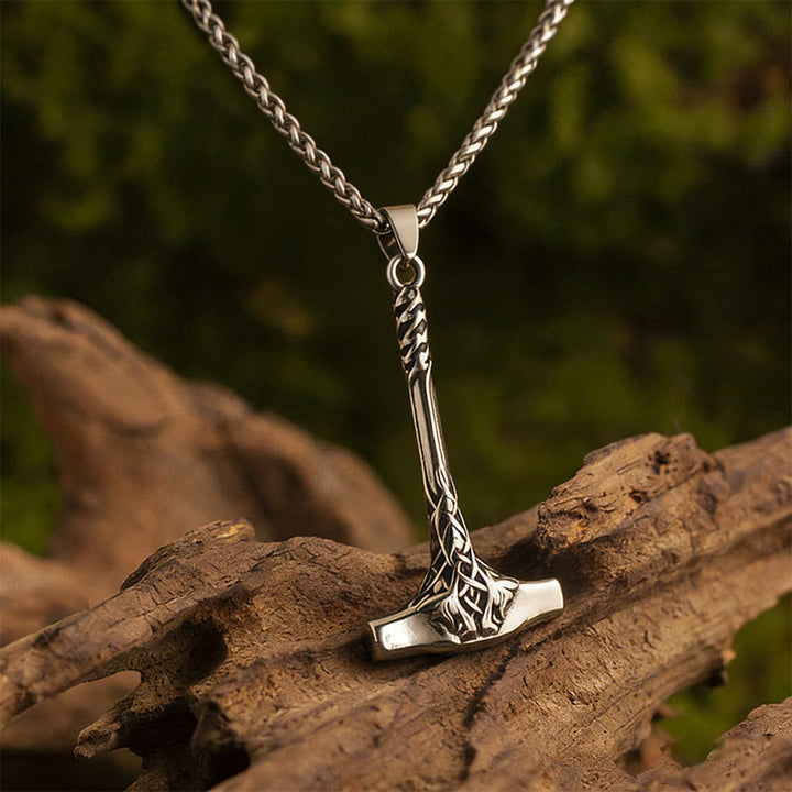 WorldNorse Braided Knot Mjolnir Necklace - Mjolnir - image 0