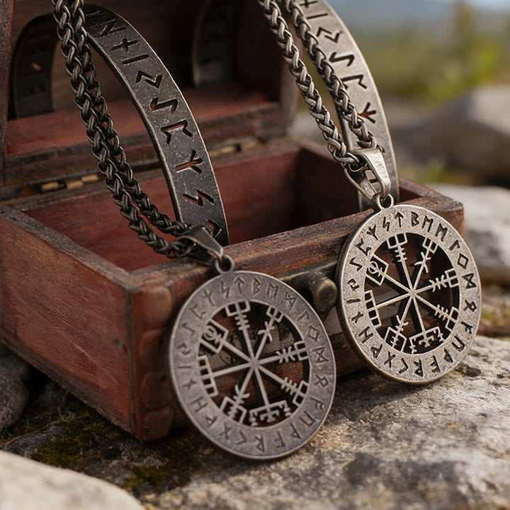 WorldNorse Weathered Vegvisir Rune Necklace - image 0