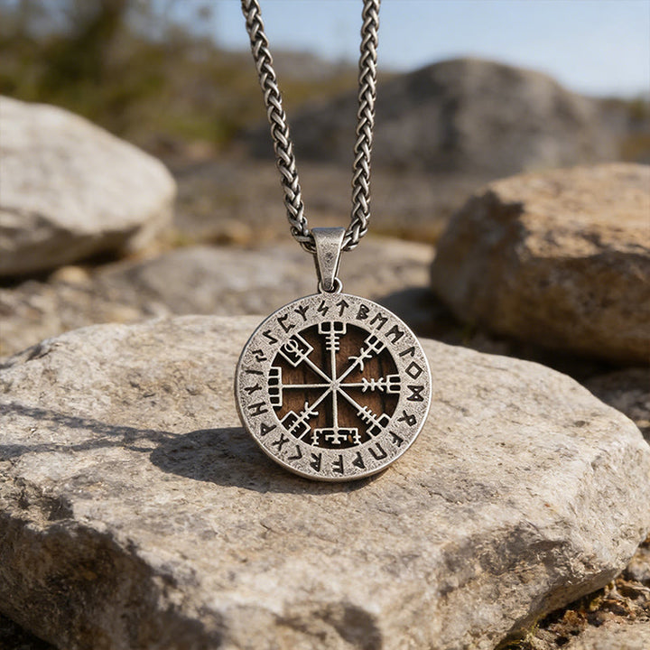 WorldNorse Weathered Vegvisir Rune Necklace - Retro Silver - image 3