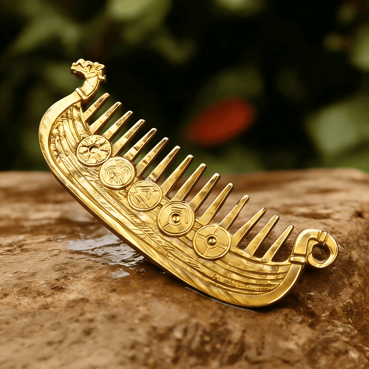 WorldNorse Viking Dragon Prow Rune Comb - Gold - image 3