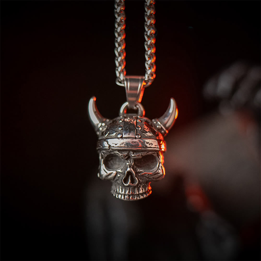 WorldNorse Forged Viking Horned Skull Necklace - Skull - image 0