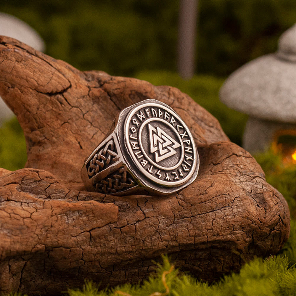 WorldNorse Forged Valknut Rune Crest Signet Ring - Valknut - US 13 - image 0