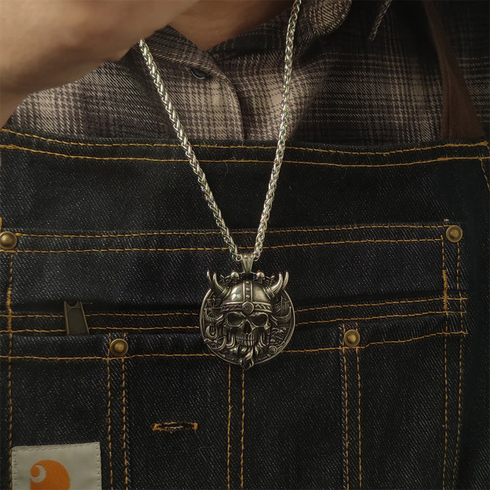 WorldNorse Brutalized Norse Raider Skull Necklace - image 1