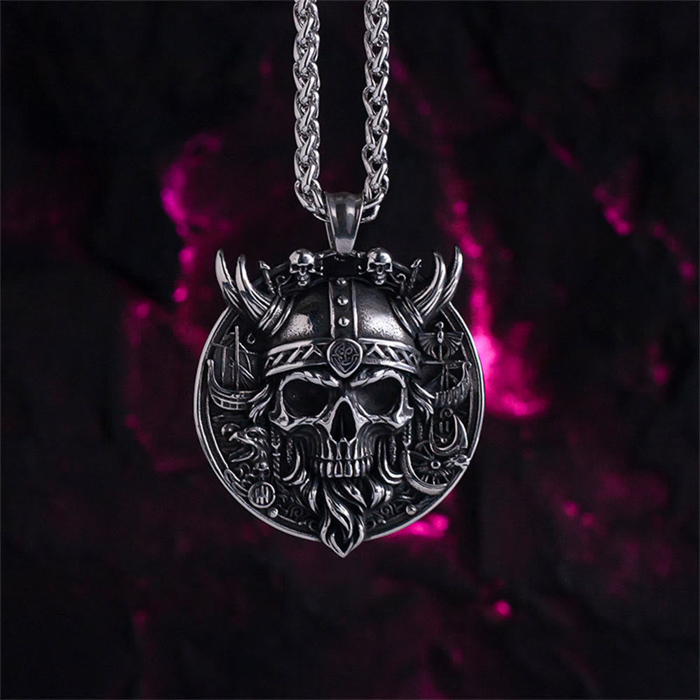 WorldNorse Brutalized Norse Raider Skull Necklace - Skull - image 0