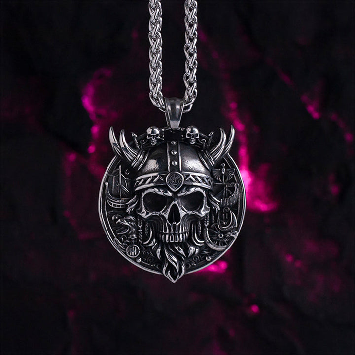 WorldNorse Brutalized Norse Raider Skull Necklace - Skull - image 0