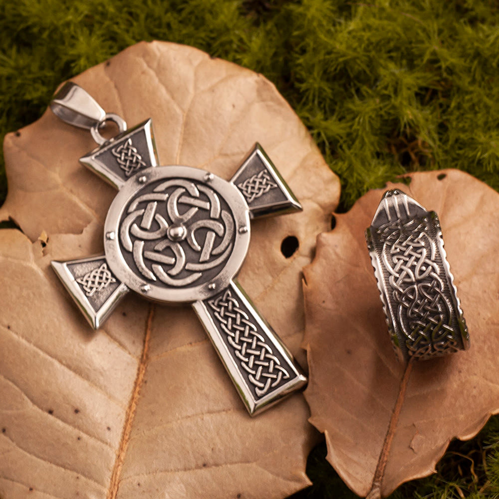 WorldNorse Weathered Celtic Knot Cross Necklace - image 1