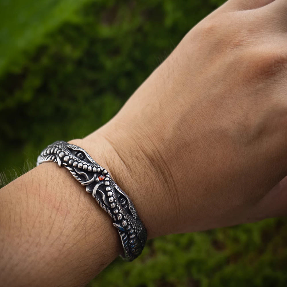 WorldNorse Granulated Textured Dragon-Head Bracelet - image 1