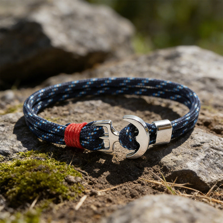 WorldNorse Maritime Knot Anchor Braided Bracelet - Blue & White - image 0