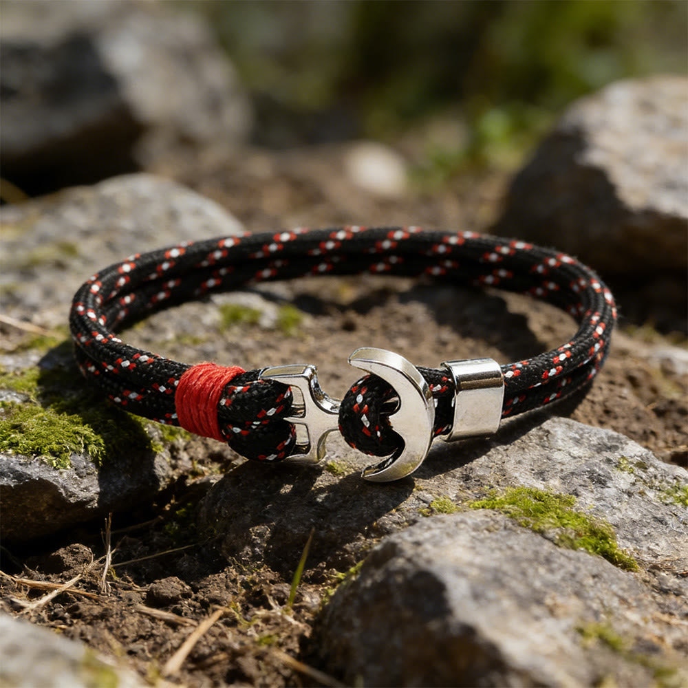 WorldNorse Maritime Knot Anchor Braided Bracelet - Black & Red - image 9