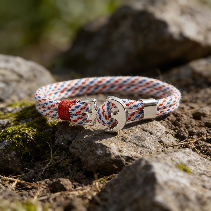 WorldNorse Maritime Knot Anchor Braided Bracelet - Red & White - image 8