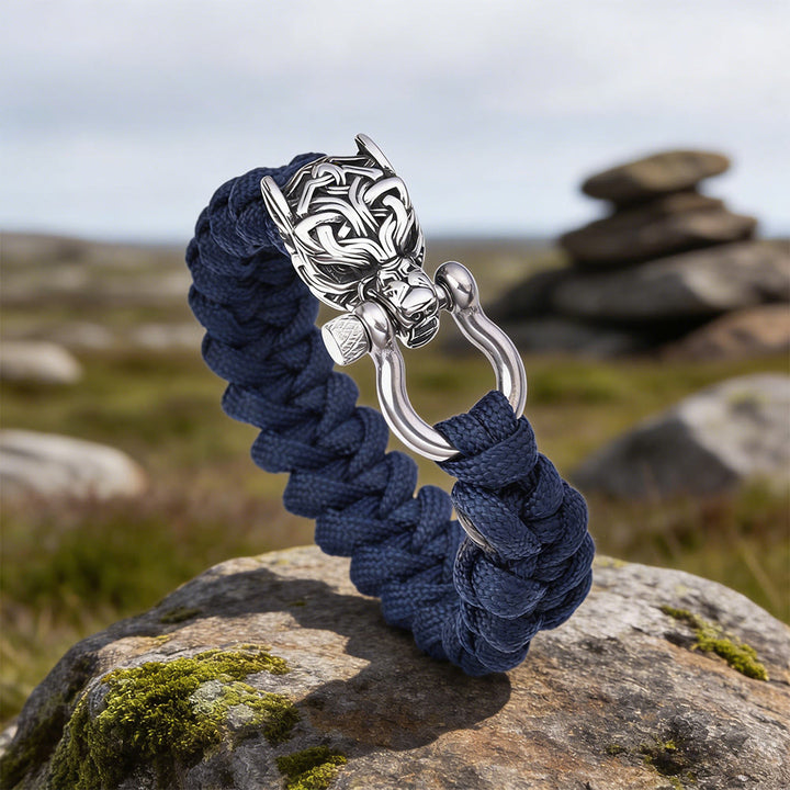 WorldNorse Intertwined Totem Wolf Braided Bracelet - Navy Blue - 23cm - image 7