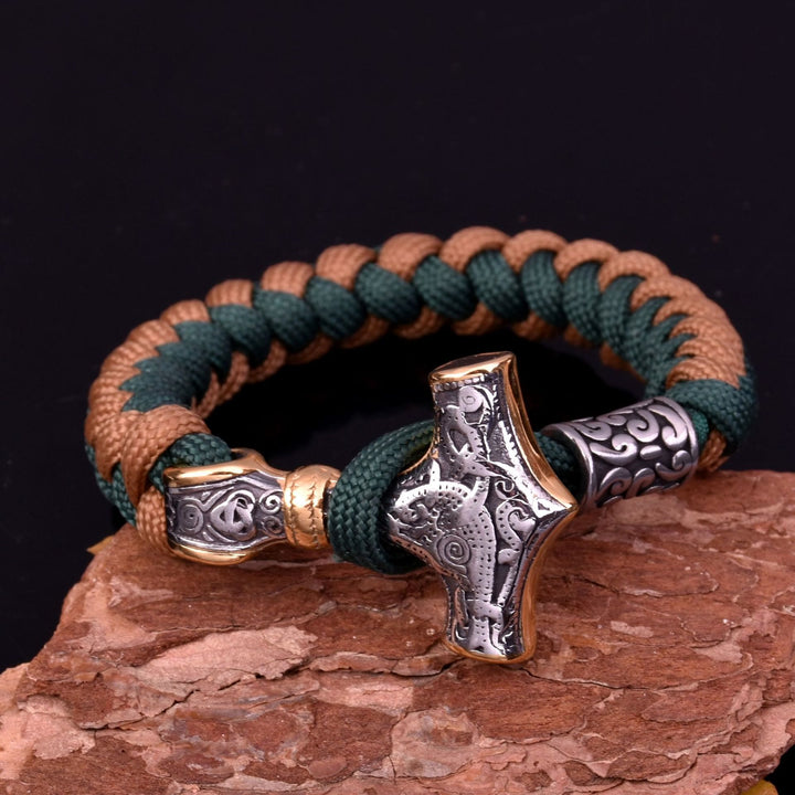 WorldNorse Tooled Mjolnir Totem Braided Bracelet - 23cm - image 0