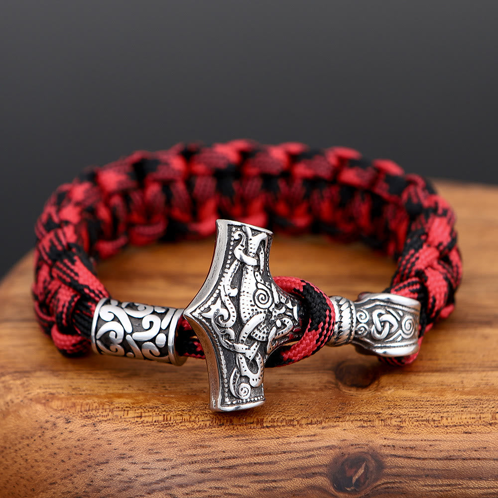 WorldNorse Woven Thor's Hammer Braided Bracelet - Silver - 23cm - image 2