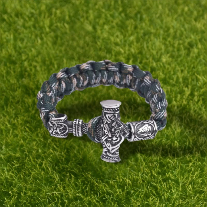 WorldNorse Totem Thor's Hammer Knot Braided Bracelet - Camouflage Green - 23cm - image 3
