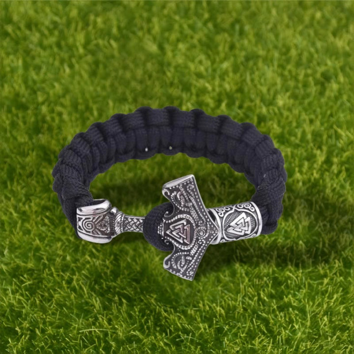 WorldNorse Engraved Mjolnir Valknut Braided Bracelet - image 3