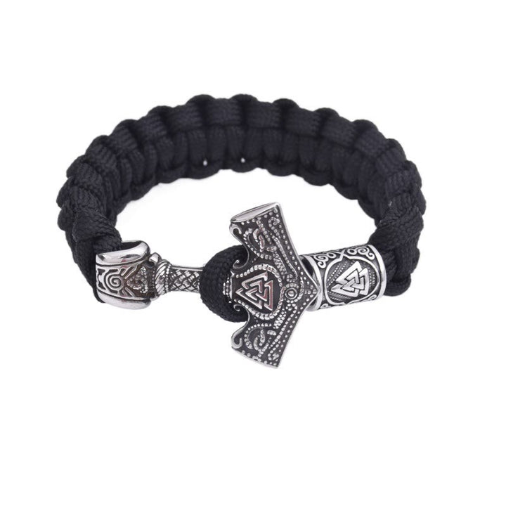 WorldNorse Engraved Mjolnir Valknut Braided Bracelet - image 5