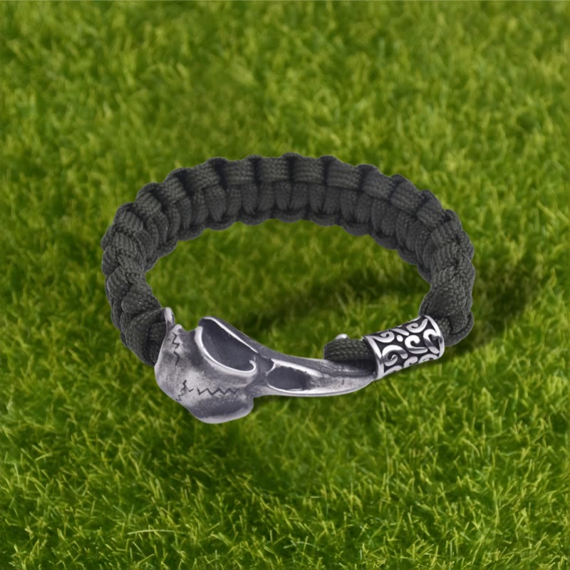 WorldNorse Woven Raven Totem Braided Bracelet - Army Green - 23cm - image 6