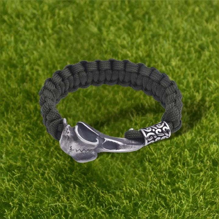 WorldNorse Woven Raven Totem Braided Bracelet - Army Green - 23cm - image 6