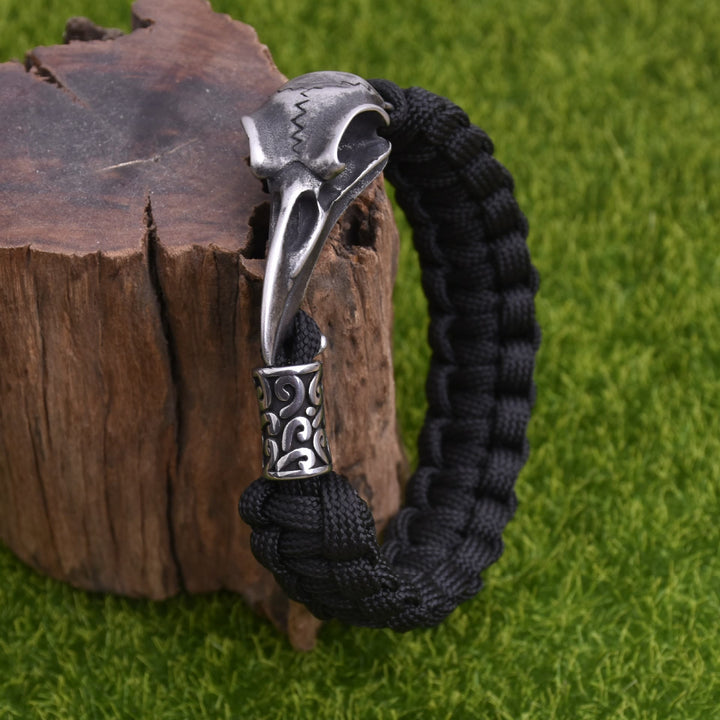 WorldNorse Woven Raven Totem Braided Bracelet - Black - 23cm - image 0