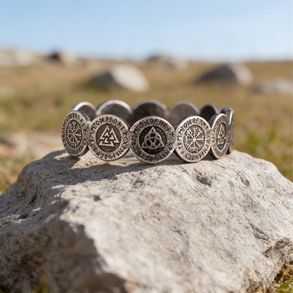 WorldNorse Viking Weathered Rune Token Bracelet - Retro Silver - image 1