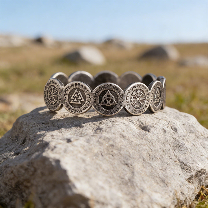 WorldNorse Viking Weathered Rune Token Bracelet - Retro Silver - image 1