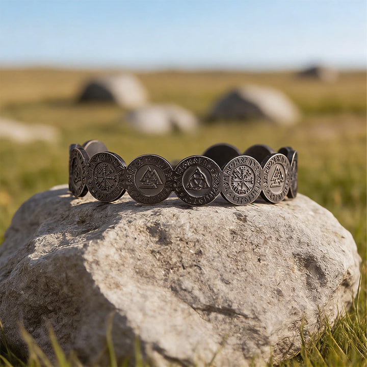 WorldNorse Viking Weathered Rune Token Bracelet - Retro Black - image 5