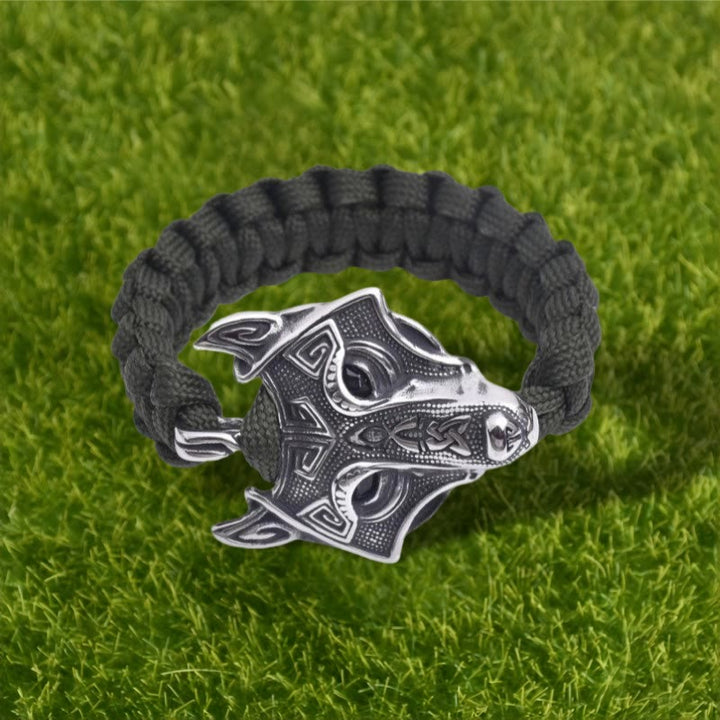 WorldNorse Engraved Fenrir Mask Braided Bracelet - image 9