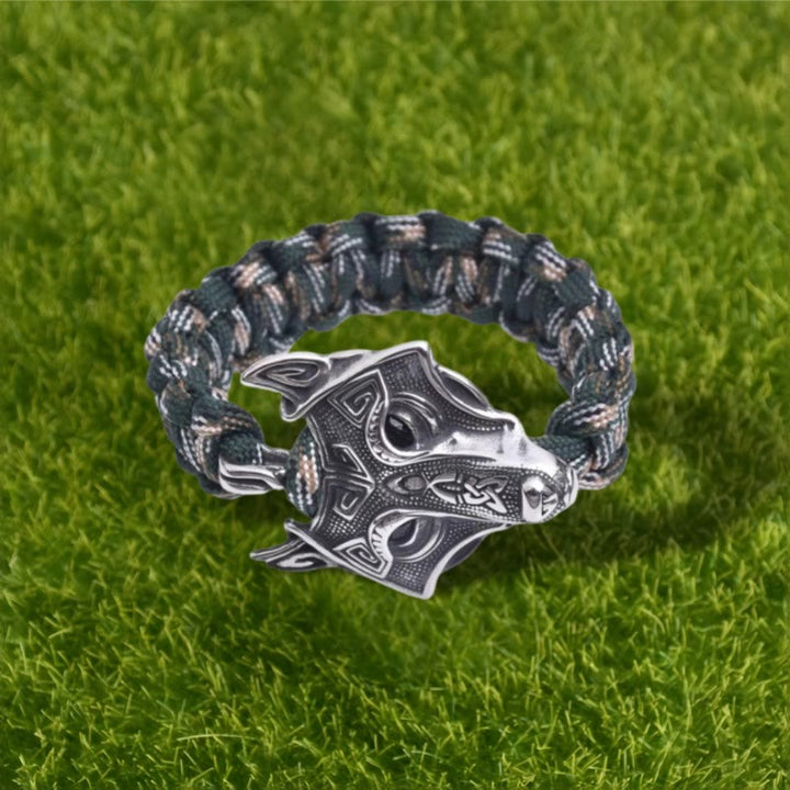 WorldNorse Engraved Fenrir Mask Braided Bracelet - image 7
