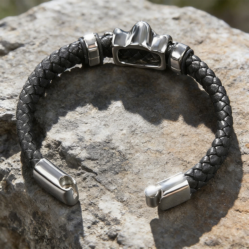 WorldNorse Polished Skull Leather Bracelet - image 3