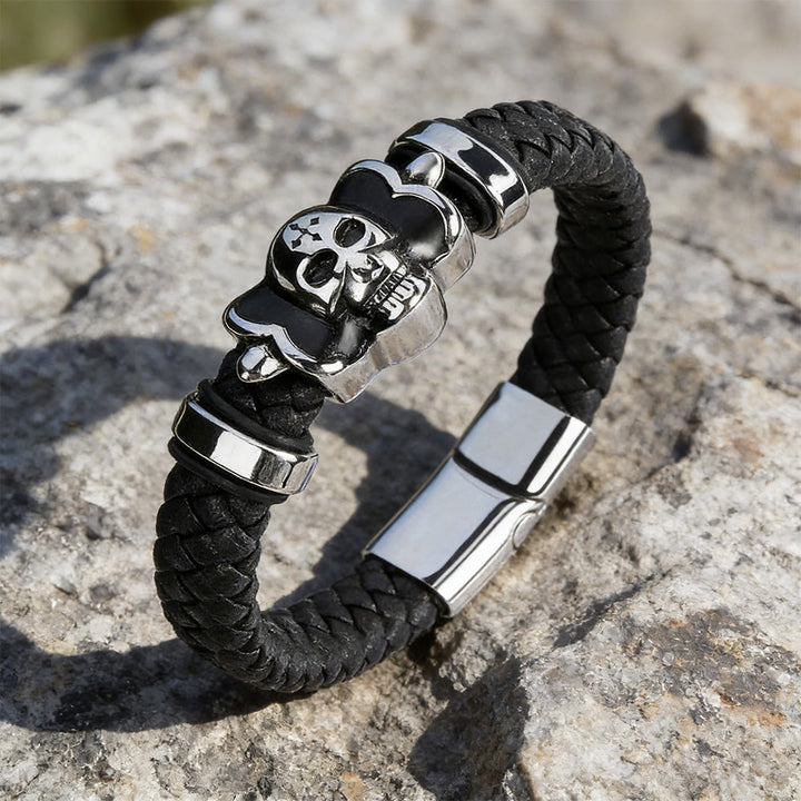 WorldNorse Polished Skull Leather Bracelet - Skull - image 0