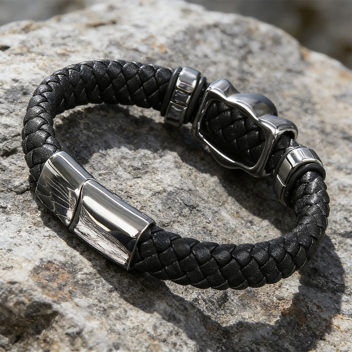 WorldNorse Polished Skull Leather Bracelet - image 4