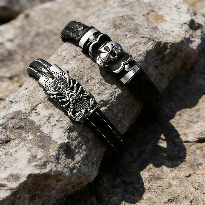 WorldNorse Polished Skull Leather Bracelet - image 7