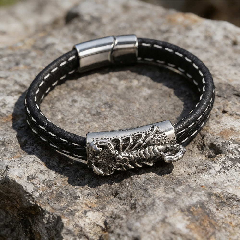 WorldNorse Polished Skull Leather Bracelet - Scorpion - image 5