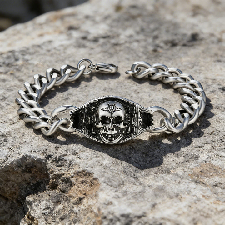 WorldNorse Engraved Skull Panel Bracelet - Skull - image 0