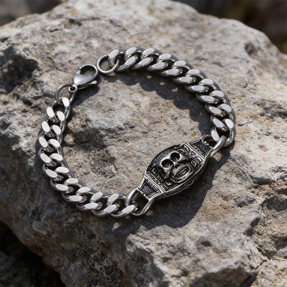 WorldNorse Engraved Skull Panel Bracelet - image 1