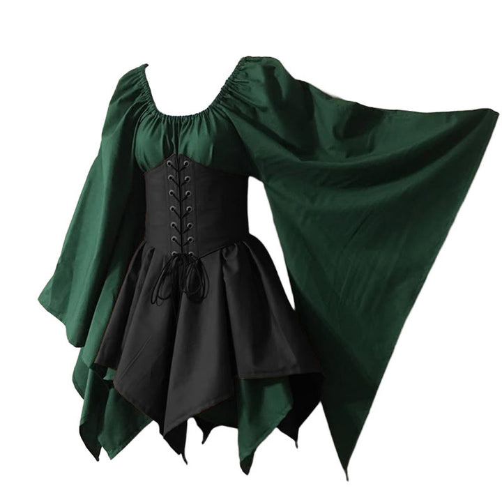 WorldNorse Medieval Forest Maiden Costume Dress - Green & Black - US30，UK/AU36，EU60 (5XL) - image 1