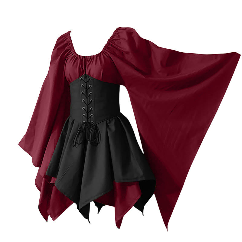 WorldNorse Medieval Forest Maiden Costume Dress - Red & Black - US30，UK/AU36，EU60 (5XL) - image 6
