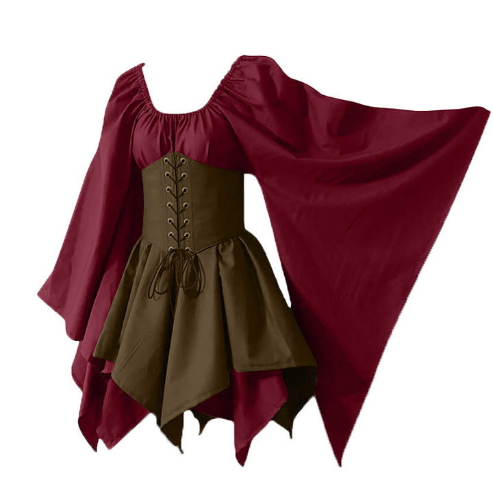WorldNorse Medieval Forest Maiden Costume Dress - Red & Brown - US30，UK/AU36，EU60 (5XL) - image 7