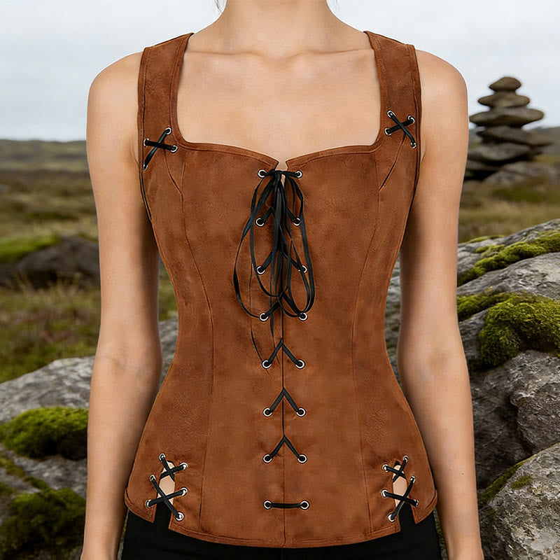 WorldNorse Rune Stitched Tapered Costume Waistcoat - Light Brown - US22，UK/AU26，EU52 (3XL) - image 1