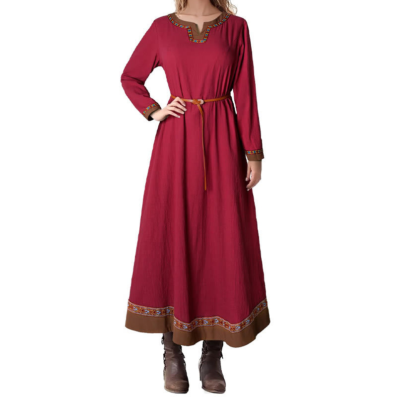 WorldNorse Viking Woven Trimmed Tied Costume Dress - Red - US18，UK/AU22，EU48 (2XL) - image 12