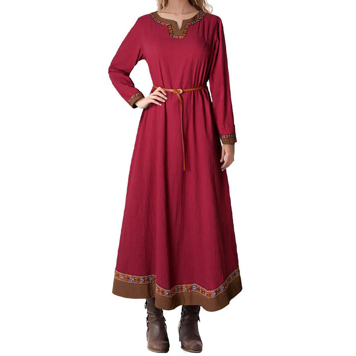 WorldNorse Viking Woven Trimmed Tied Costume Dress - Red - US18，UK/AU22，EU48 (2XL) - image 12